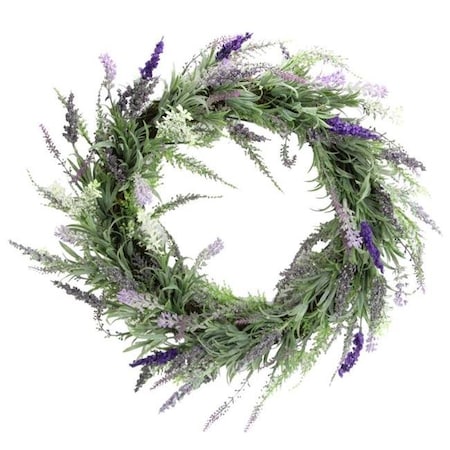 Admired By Nature ABN5W004-NTRL Artificial 22 In. French Lavender Wreath - Purple